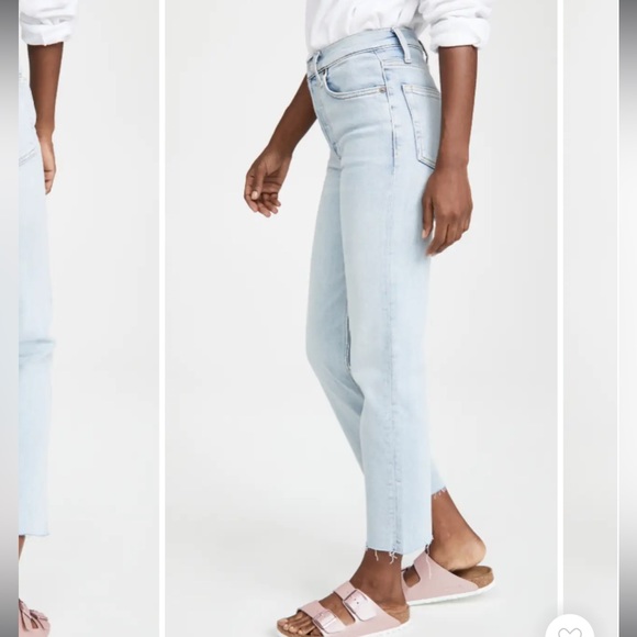 RE/DONE 70’s High Rise Stove Pipe Jeans Crops Raw Edge in Light 14 - Picture 11 of 11